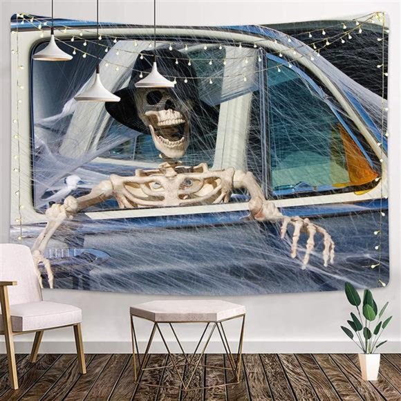 Skull Tapestry Trippy Meditation Skeleton Wall Hanging Tapestries